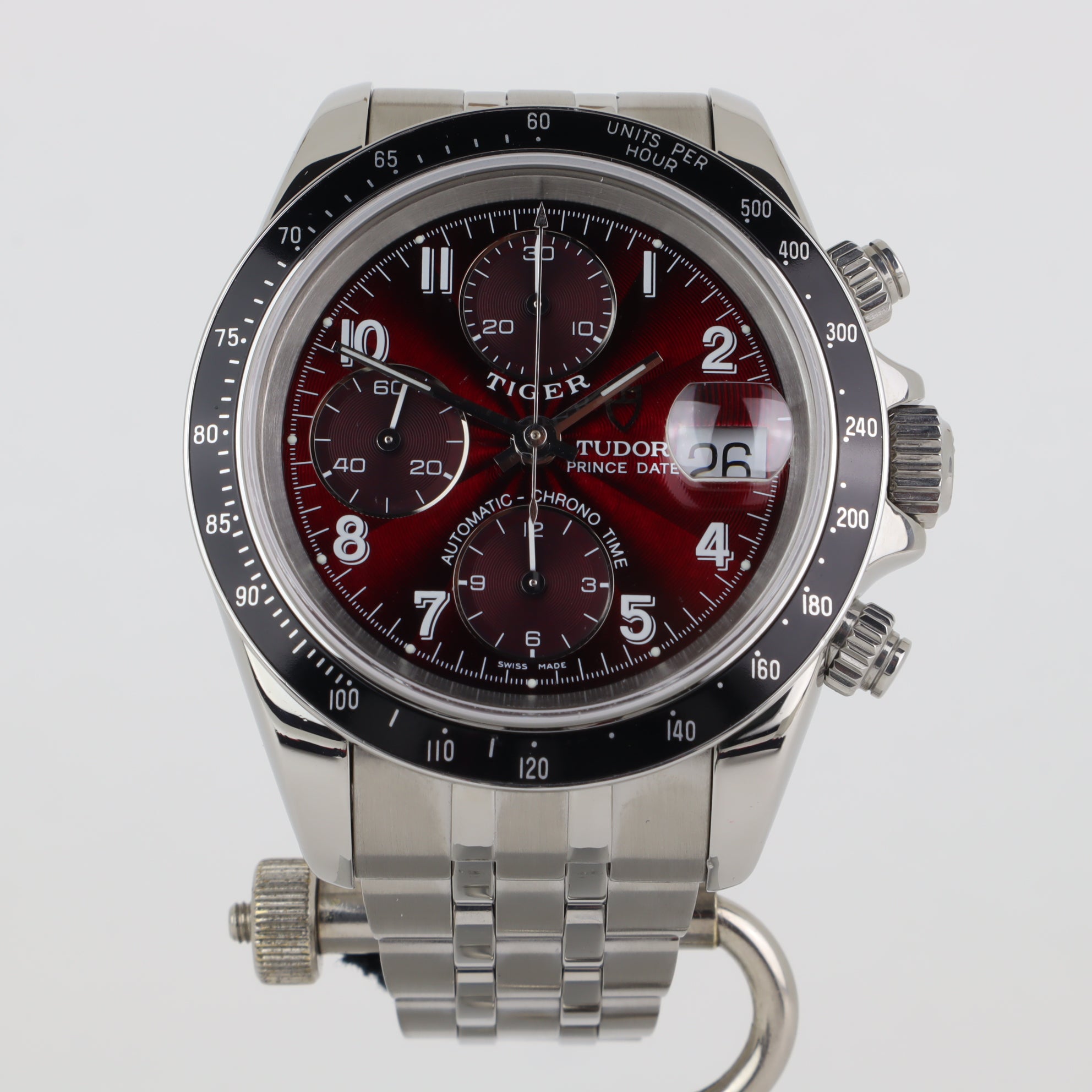Tudor Prince Date Tiger Chrono Time 79260P Oxblood / Bordeaux Red