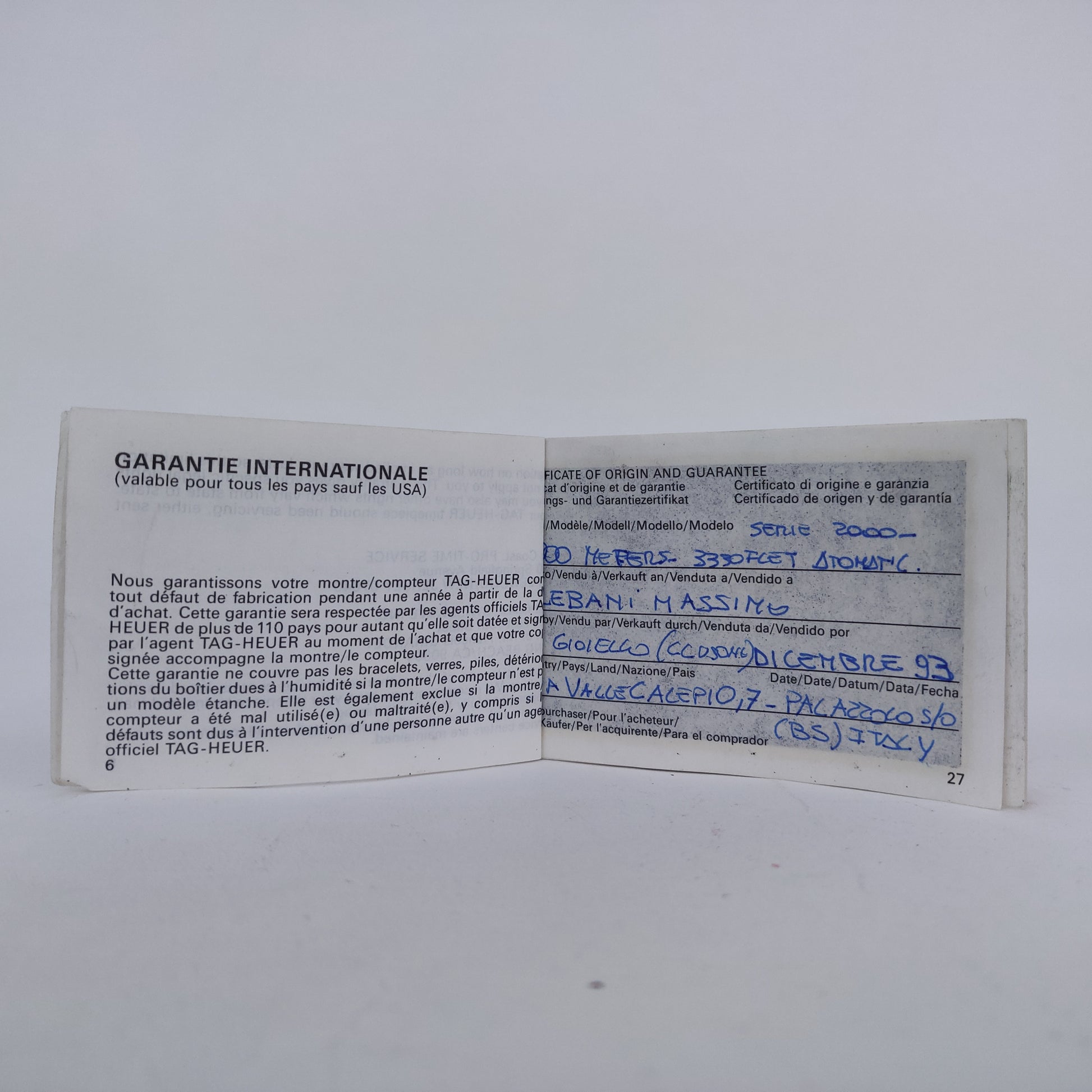 TAG Heuer 1000 Super Professional 844.006-2    | Box & Papers | 1993