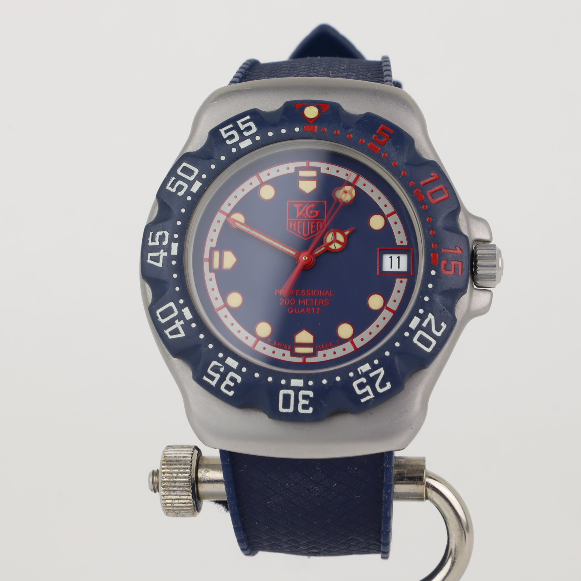 稼働 TAG HEUER プロフェッショナル WA1210 ネイビー ベルト破損